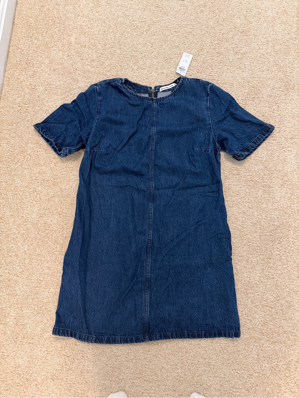 Abercrombie & Fitch Navy Denim Short-Sleeve Shift Dress